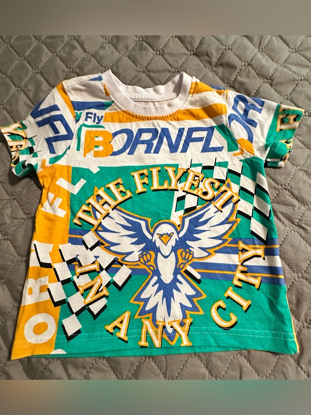 Toddler Born Fly 100% cotton Eagle print tshirt 2T